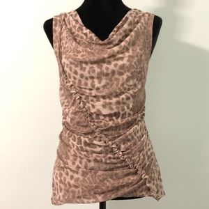 New York & Co cheetah animal print top blouse XL